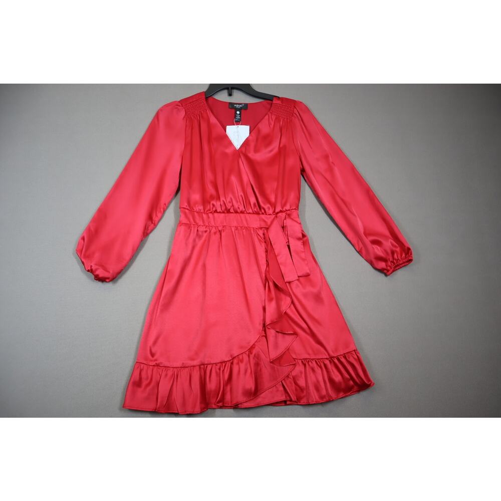 Aqua Girl Pink‎ Silk Looking Long Sleeve Dress Size M 9/10